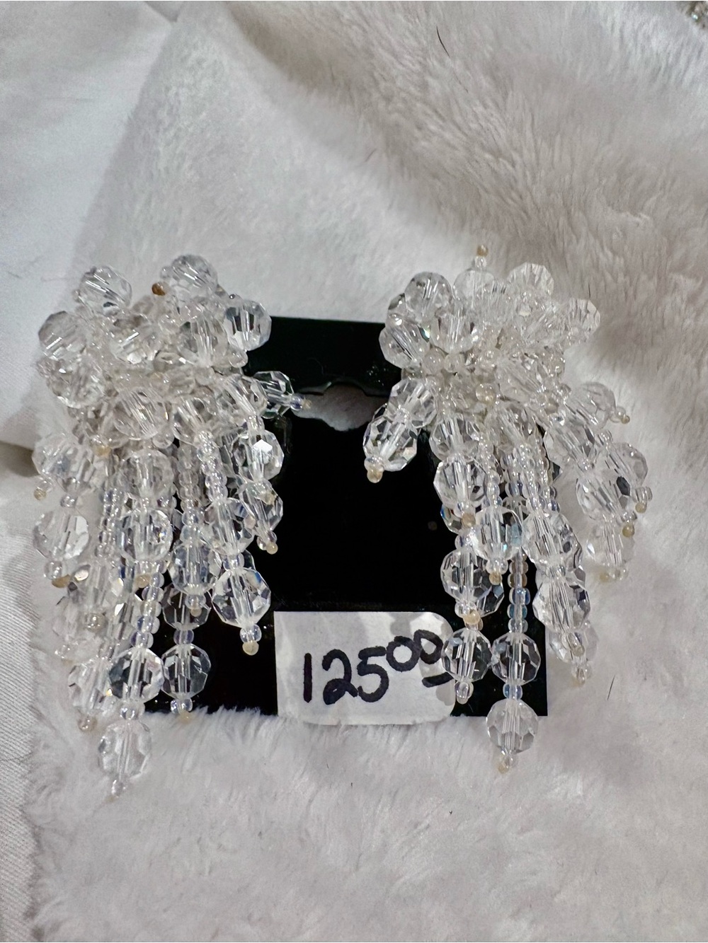 Vintage Swarovski Hand made Kato Clear  Dangle Statement Earrings New Clip